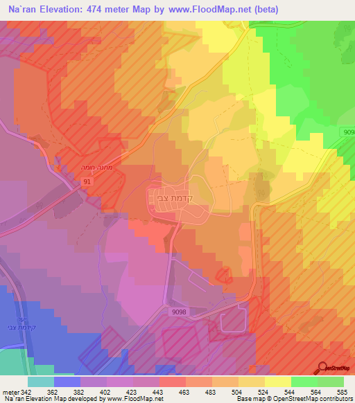 Na`ran,Syria Elevation Map