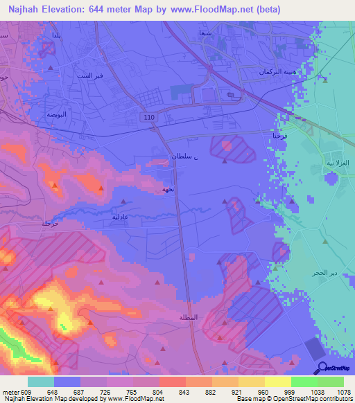 Najhah,Syria Elevation Map