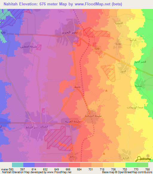 Nahitah,Syria Elevation Map