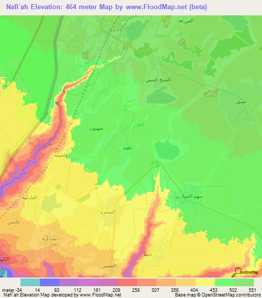 Nafi`ah,Syria Elevation Map