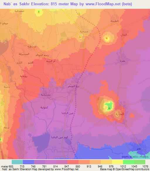 Nab` as Sakhr,Syria Elevation Map