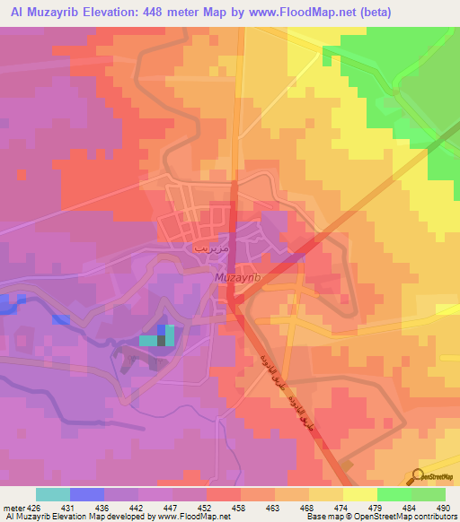 Al Muzayrib,Syria Elevation Map