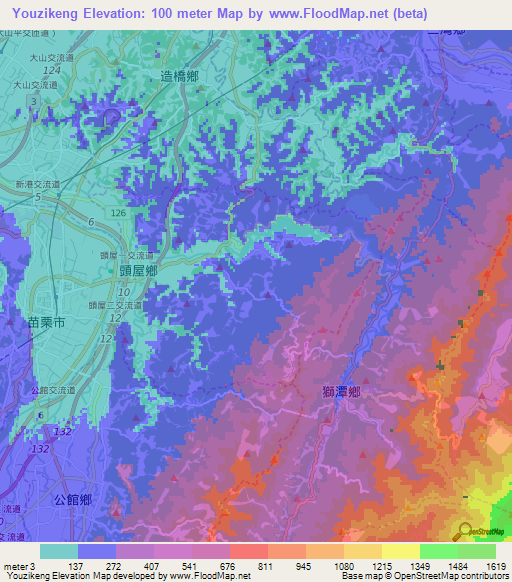 Youzikeng,Taiwan Elevation Map