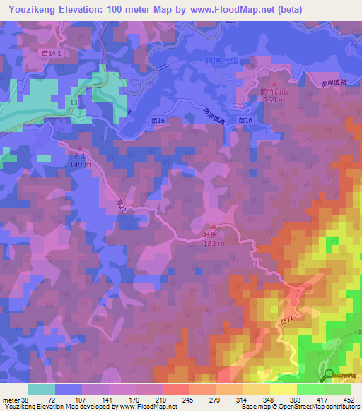 Youzikeng,Taiwan Elevation Map
