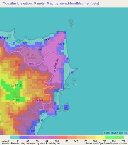 Youzihu,Taiwan Elevation Map