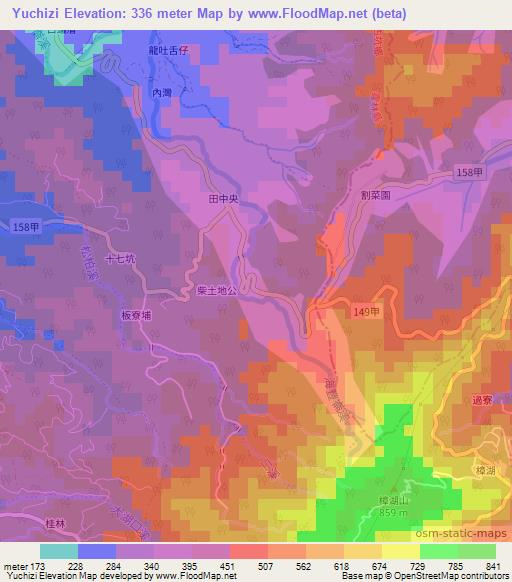 Yuchizi,Taiwan Elevation Map