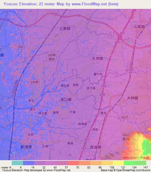Youcuo,Taiwan Elevation Map