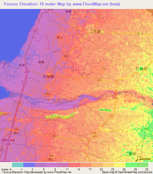 Youcuo,Taiwan Elevation Map