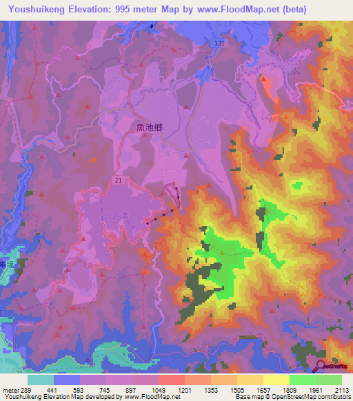 Youshuikeng,Taiwan Elevation Map