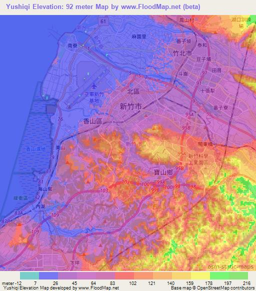 Yushiqi,Taiwan Elevation Map