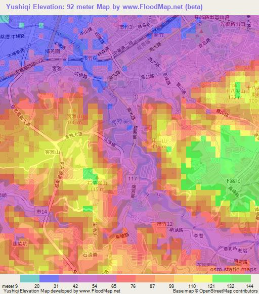 Yushiqi,Taiwan Elevation Map