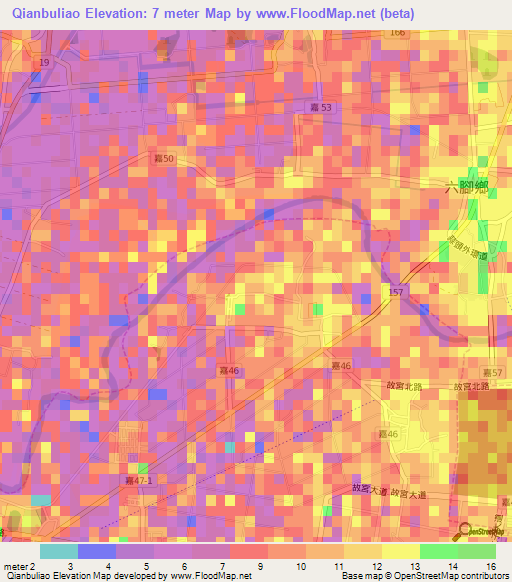 Qianbuliao,Taiwan Elevation Map