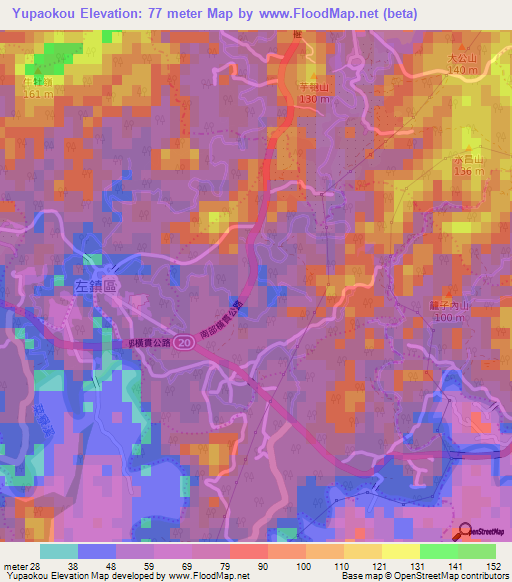 Yupaokou,Taiwan Elevation Map
