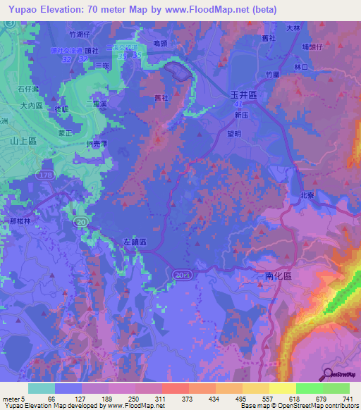 Yupao,Taiwan Elevation Map