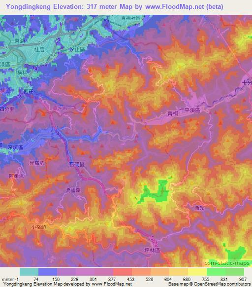 Yongdingkeng,Taiwan Elevation Map