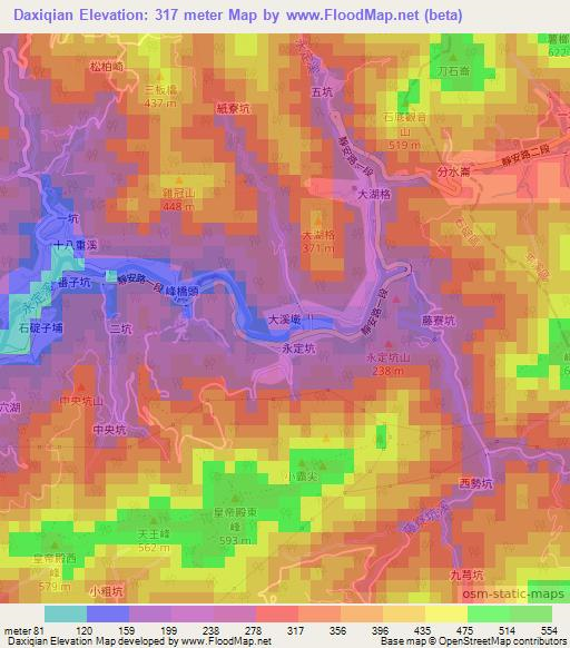Daxiqian,Taiwan Elevation Map