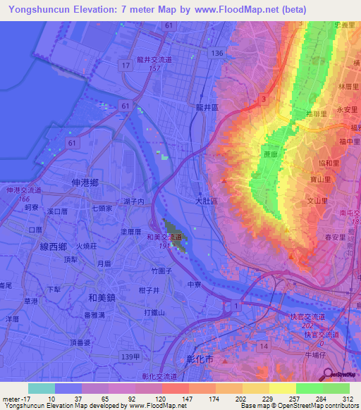 Yongshuncun,Taiwan Elevation Map