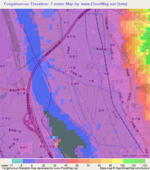 Yongshuncun,Taiwan Elevation Map