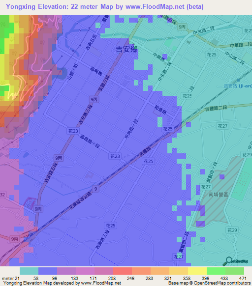 Yongxing,Taiwan Elevation Map