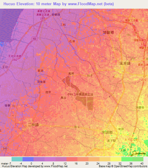 Hucuo,Taiwan Elevation Map