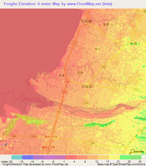 Yonghe,Taiwan Elevation Map