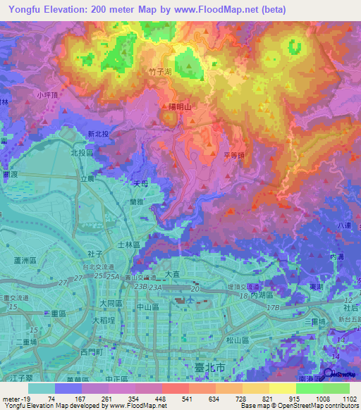 Yongfu,Taiwan Elevation Map