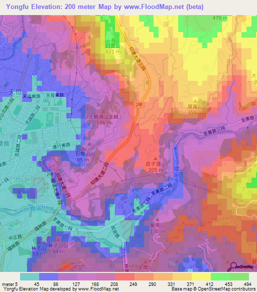 Yongfu,Taiwan Elevation Map