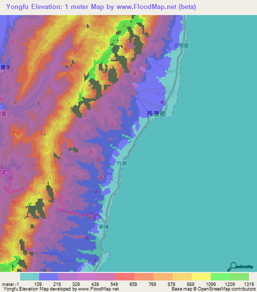 Yongfu,Taiwan Elevation Map