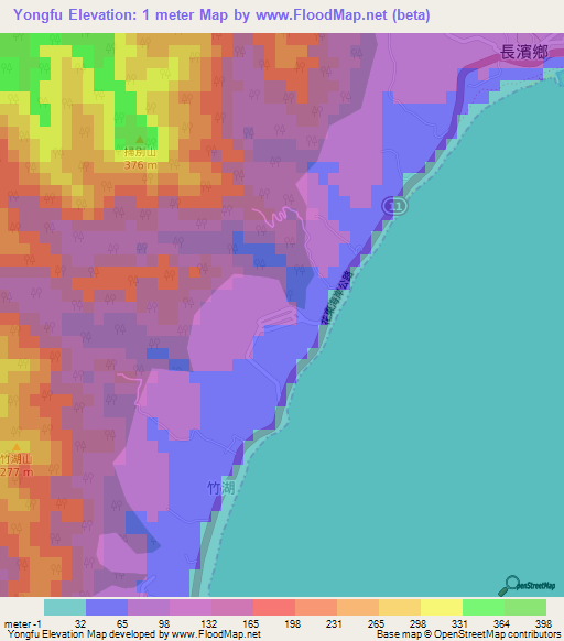 Yongfu,Taiwan Elevation Map