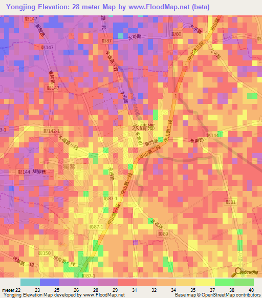Yongjing,Taiwan Elevation Map