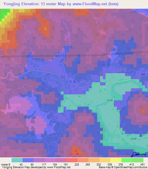 Yongjing,Taiwan Elevation Map