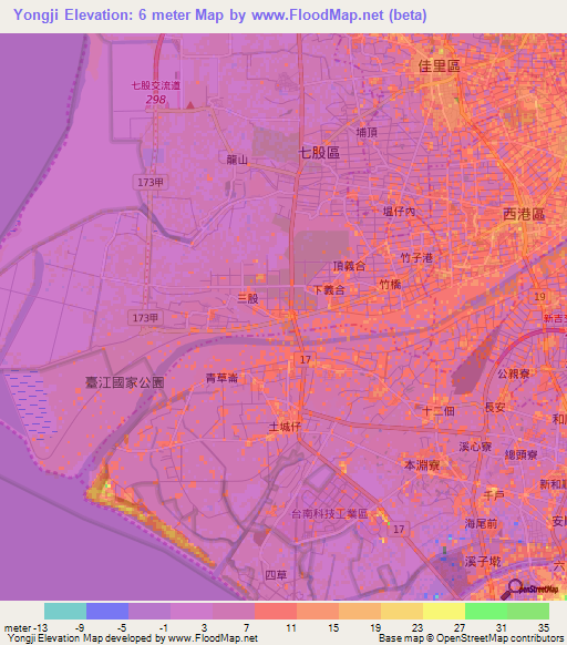 Yongji,Taiwan Elevation Map