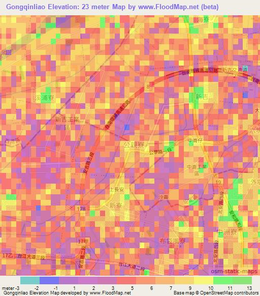 Gongqinliao,Taiwan Elevation Map