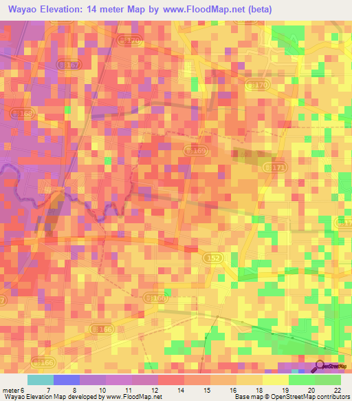 Wayao,Taiwan Elevation Map