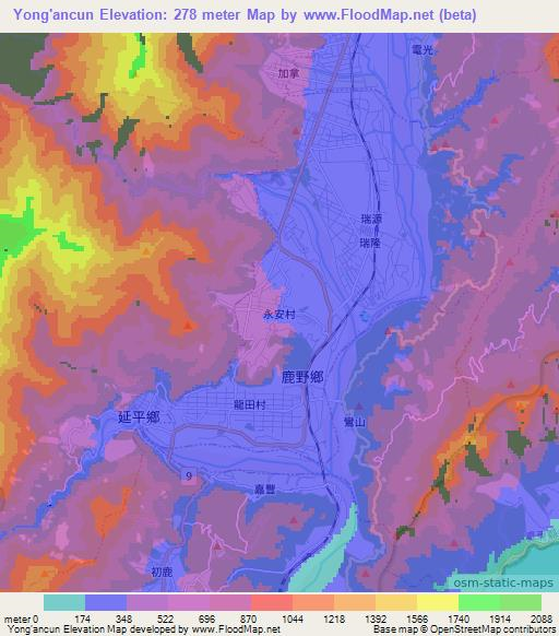 Yong'ancun,Taiwan Elevation Map