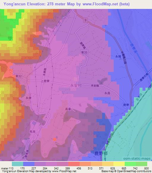 Yong'ancun,Taiwan Elevation Map