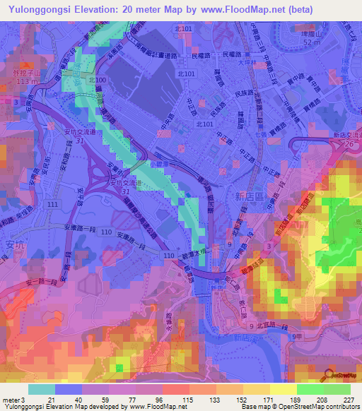 Yulonggongsi,Taiwan Elevation Map