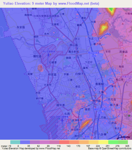 Yuliao,Taiwan Elevation Map