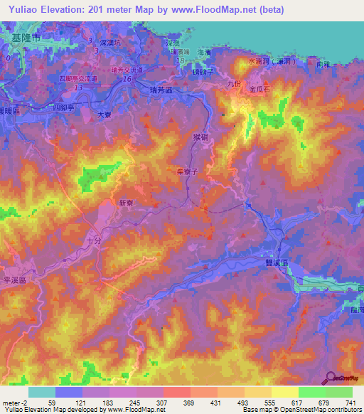 Yuliao,Taiwan Elevation Map