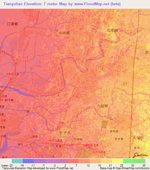 Tianyuliao,Taiwan Elevation Map