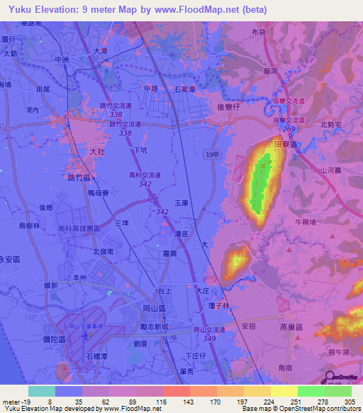 Yuku,Taiwan Elevation Map