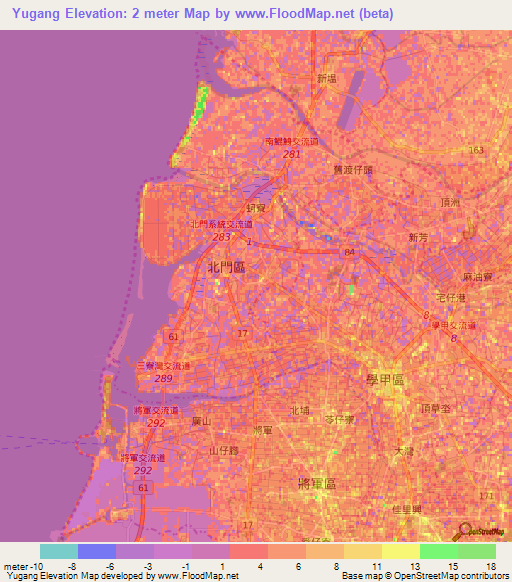 Yugang,Taiwan Elevation Map