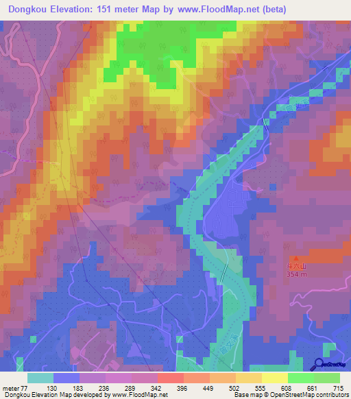 Dongkou,Taiwan Elevation Map