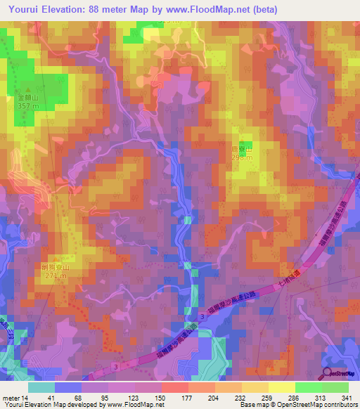 Yourui,Taiwan Elevation Map