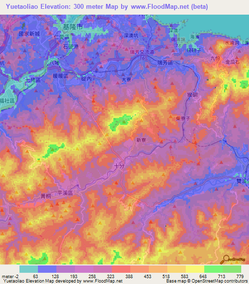 Yuetaoliao,Taiwan Elevation Map