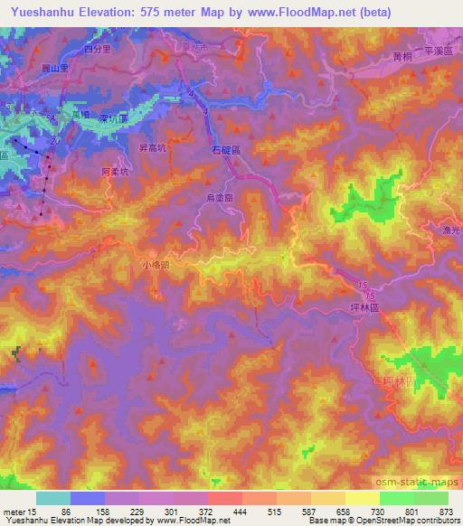 Yueshanhu,Taiwan Elevation Map