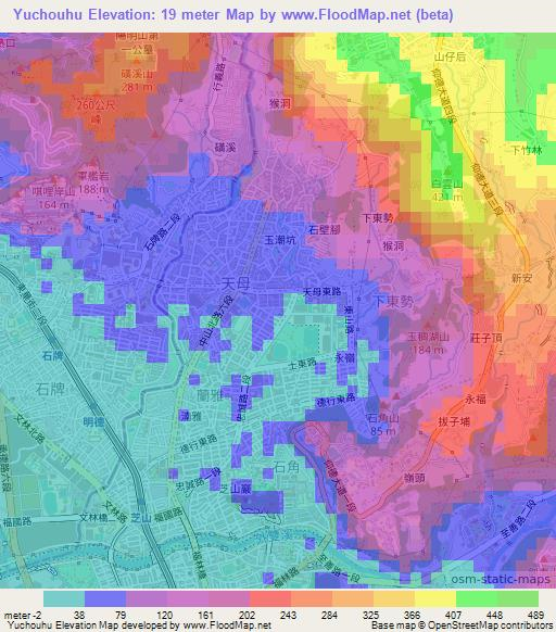 Yuchouhu,Taiwan Elevation Map