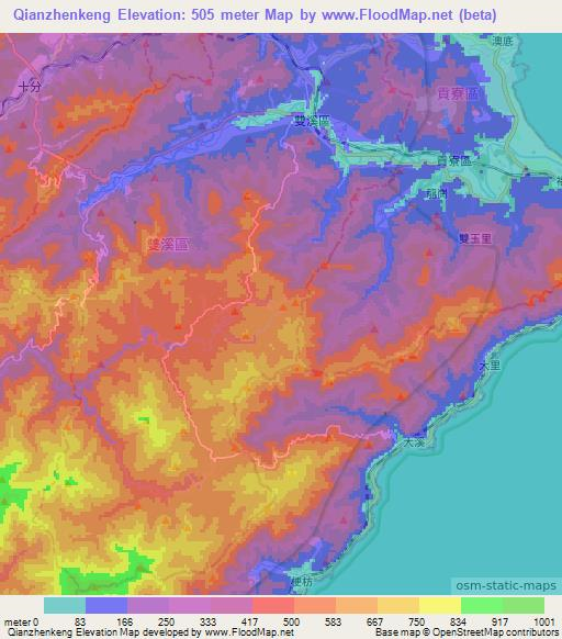 Qianzhenkeng,Taiwan Elevation Map