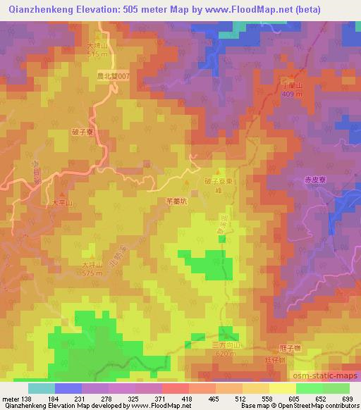 Qianzhenkeng,Taiwan Elevation Map