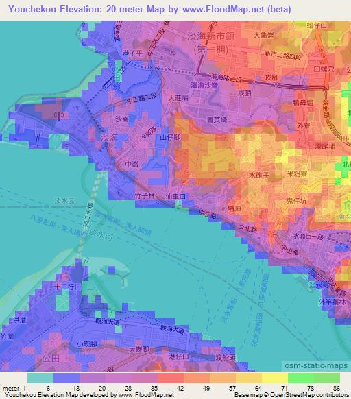 Youchekou,Taiwan Elevation Map
